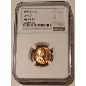 1954 S/S Lincoln Wheat Cent Rpm VP-003 MS65 RED NGC